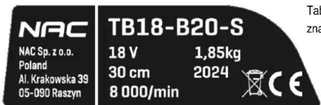 NAC TB18-B20-S - Inne oznaczenia na maszynie - 1