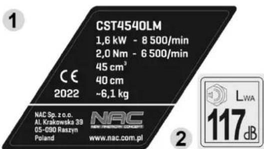 NAC CST4540LM - Inne oznaczenia na maszynie - 1