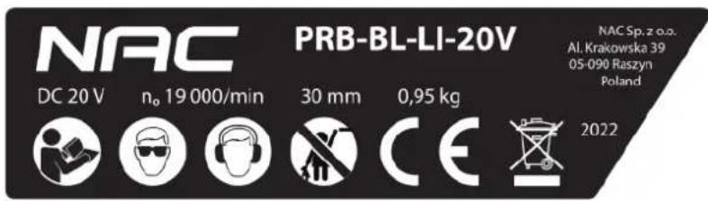 NAC PRB-BL-LI-20V - DANE TECHNICZNE - 2