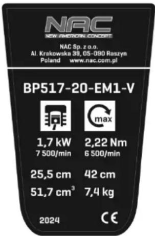 NAC BP517-20-EM1-V - Inne oznaczenia na maszynie - 1