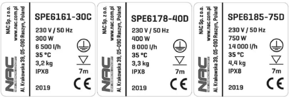 NAC SPE6185-75D - DANE TECHNICZNE - 2
