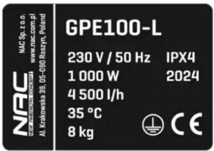 NAC GPE100-L - Uwaga! - 2