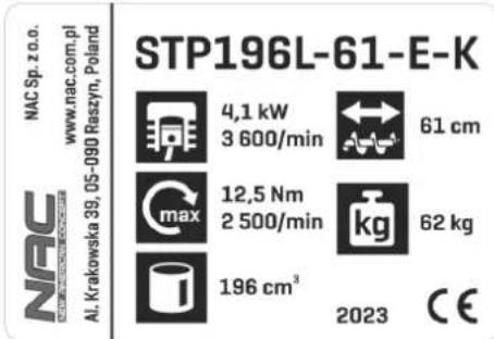 NAC STP196L-61-E-K - Inne oznaczenia na maszynie - 1