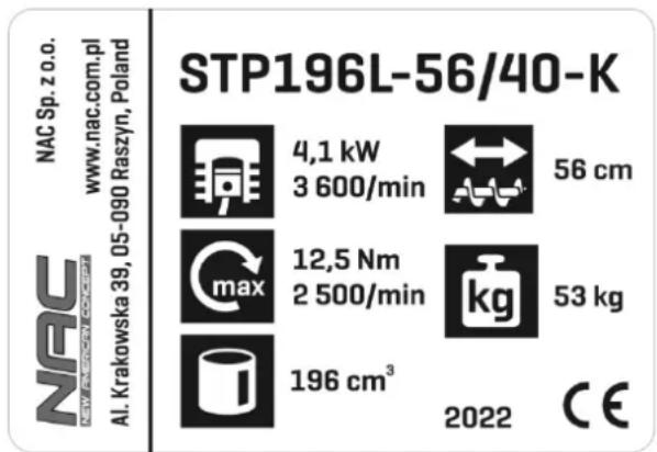NAC STP196L-56/40-2-K - Inne oznaczenia na maszynie - 1