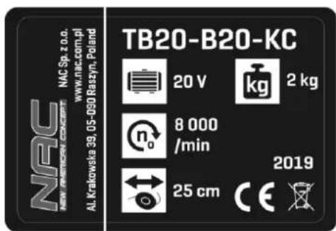 NAC TB20-B20-KC - Inne oznaczenia na maszynie - 1