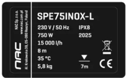 NAC SPE75INOX-L - Inne oznaczenia na urządzeniu - 1