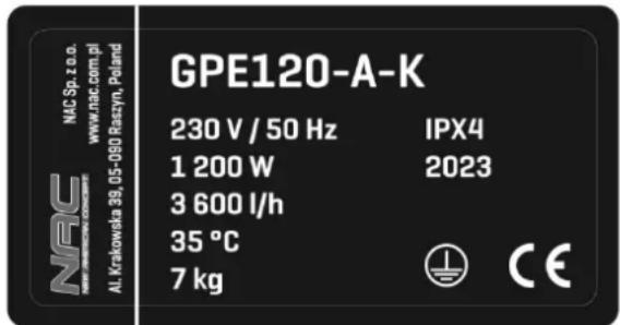 NAC GPE120-A-K - DANE TECHNICZNE - 8