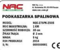 NAC NQE-27SPK-250B - Zasady Bezpieczeństwa - 16