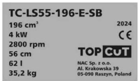 NAC TC-LS55-196-E-SB - Inne oznaczenia na maszynie - 1