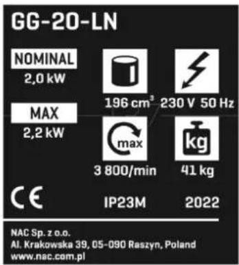 NAC GG-3P-60-ES-M-LN - Inne oznaczenia na urządzeniu - 1