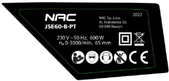 NAC JSE60-B-PT - Inne oznaczenia na urządzeniu - 1