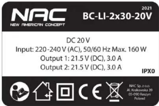 NAC BC-LI-2x30-20V - OPIS STRON GRAFICZNYCH I PIKTOGRAMÓW - 8