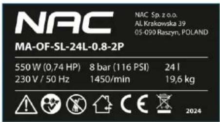 NAC MA-OF-SL-24L-0.8-2P - Inne oznaczenia na urządzeniu - 1