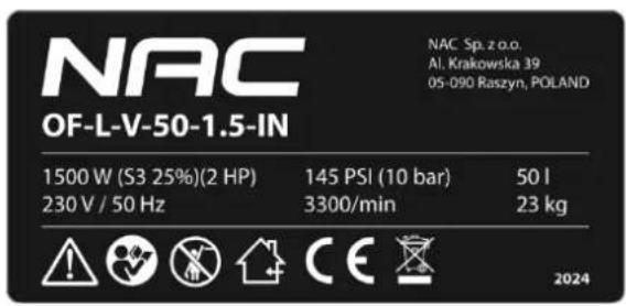 NAC OF-L-V-50-1.5-IN - Inne oznaczenia na urządzeniu - 1