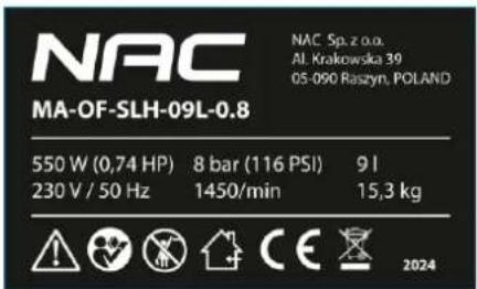 NAC MA-OF-SLH-09L-0.8 - Inne oznaczenia na urządzeniu - 1