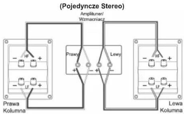 (Pojedyncze Stereo) Amplituner/ Wzmacniacz Prawy Lewy Prawa Kolumna Lewa Kolumna