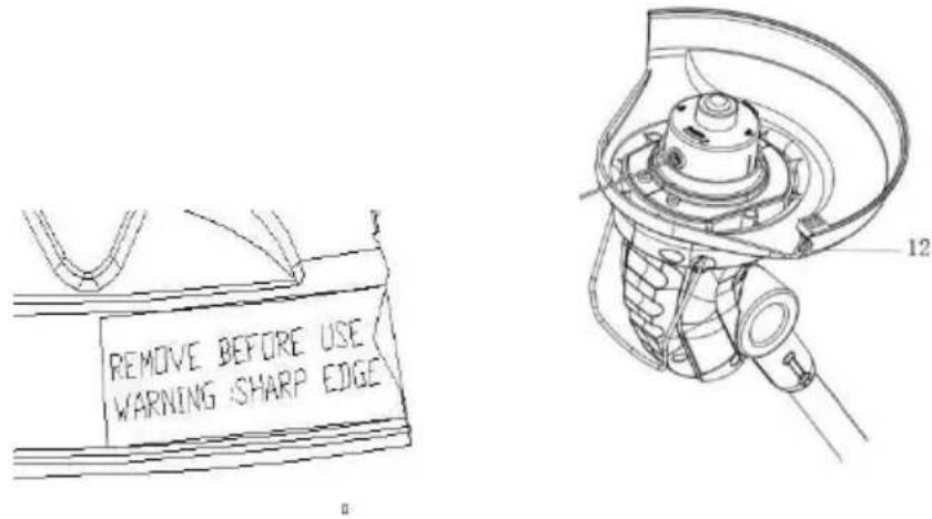 REMOVE BEFORE USE WARNING SHARP EDGE 12