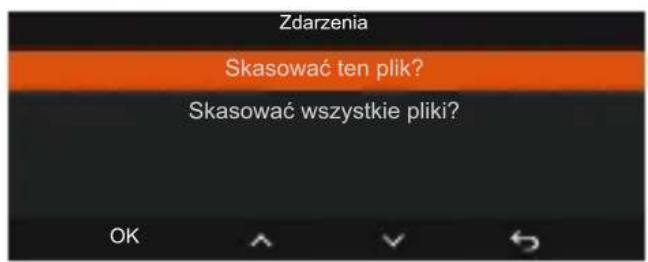 Zdarzenia Skasować ten plik? Skasować wszystkie pliki? OK