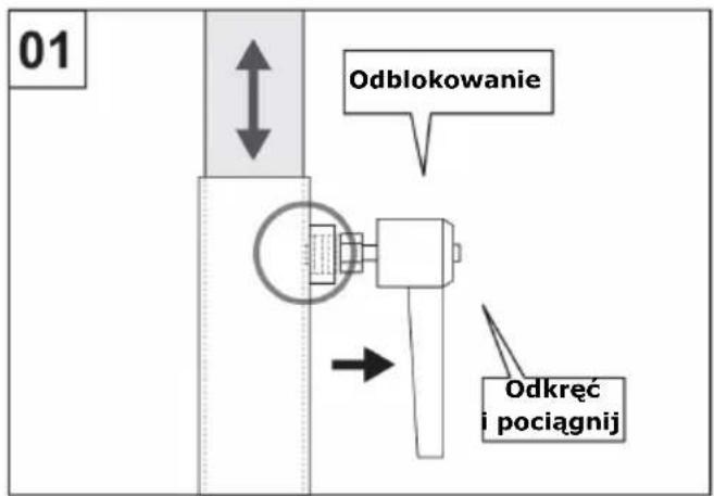 01 Odblokowanie Odkręć i pociągnij