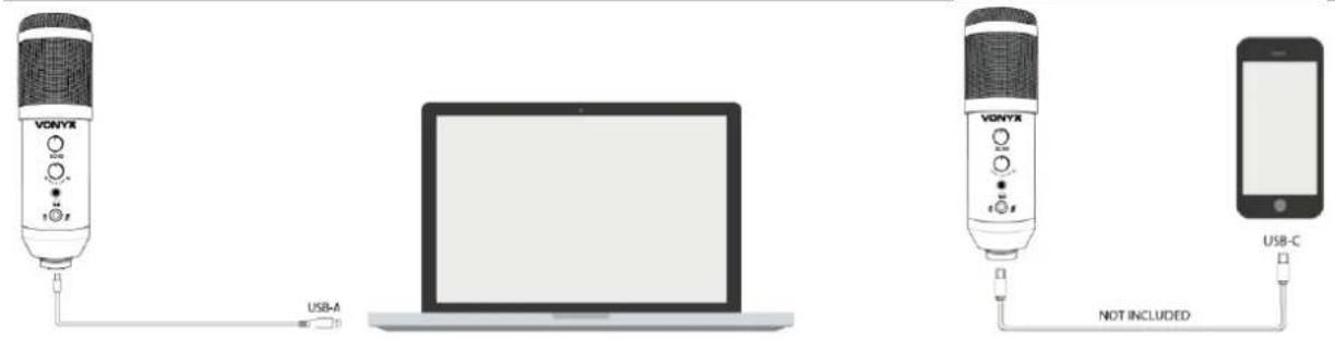 VONYX USB-A VONYX NOT INCLUDED USB-C