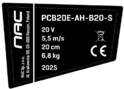 NAC PCB20E-AH-B20-S - Inne oznaczenia na maszynie - 1
