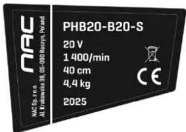 NAC PHB20-B20-S - Inne oznaczenia na maszynie - 1
