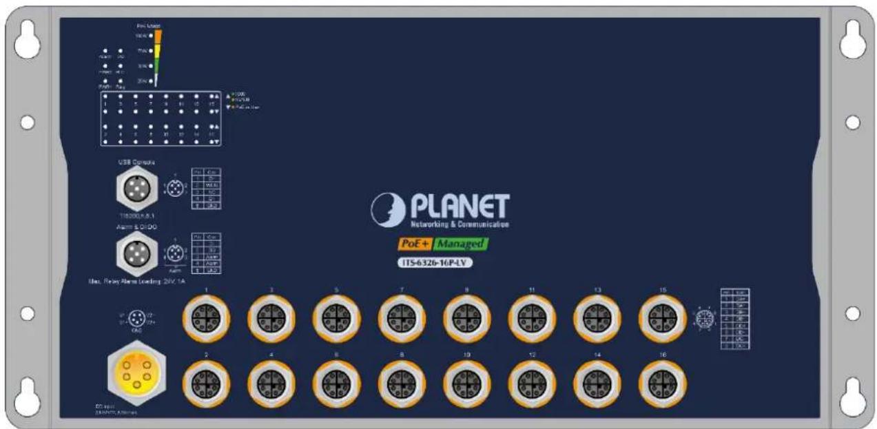 PlanET Networking & Communication PoE+ Managed ITS-6326-16P-LV Max. Relay Alarm Loading 24V, 1A DC spot Schematic, Components