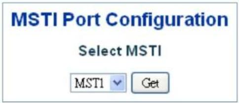 MSTI Port Configuration Select MSTI MST1 Get