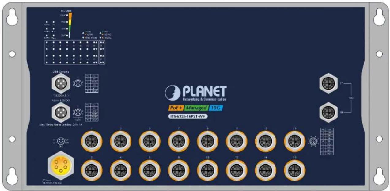 PLANET Networking & Communication PoE+ Managed 10G ITS-6326-16P2T-WV