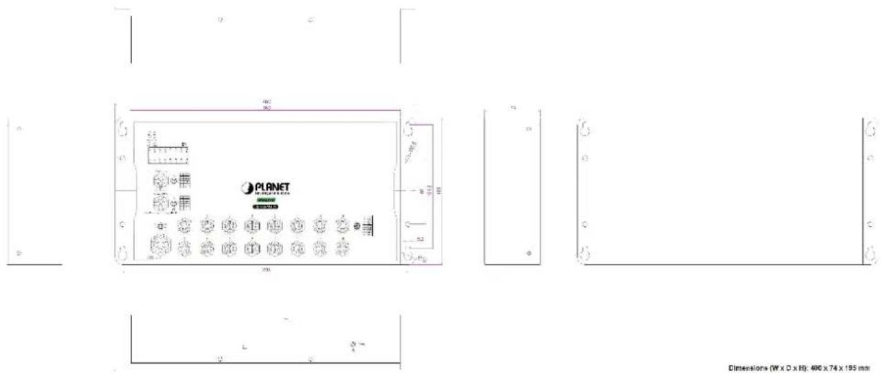 PLANET SOLUTION Dimensions (W x D x H): 490 x 74 x 195 mm