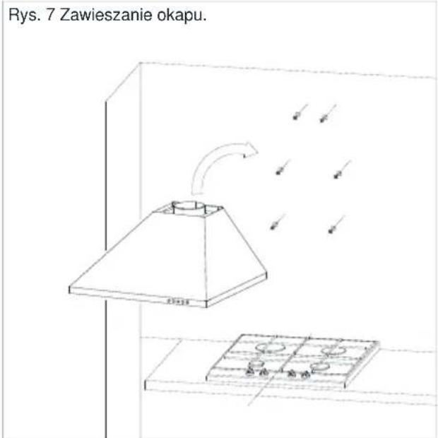 Rys. 7 Zawieszanie okapu.