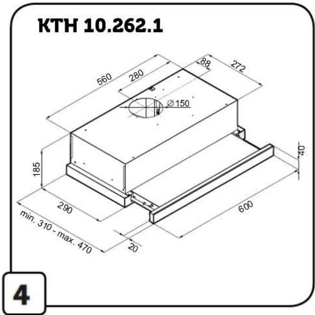 KTH 10.262.1 560 280 88 272 Ø150 185 40 290 min. 310 - max. 470 600 20 4