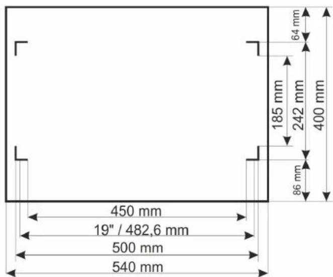 450 mm 19" / 482,6 mm 500 mm 540 mm 185 mm 242 mm 64 mm 400 mm 86 mm