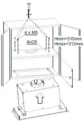 4 x M5 4xO5 Hmin=310mm Hmax=312mm