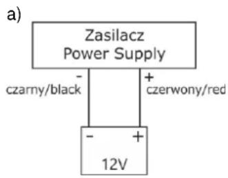 a) Zasilacz Power Supply - + czarny/black + czerwony/red - + 12V