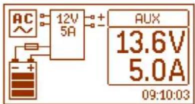 AC 12V 5A + - AUX 13.6V 5.0A 09:10:03