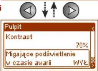 Pulpit Kontrast 70% Migające podświetlenie w czasie awarii WYŁ