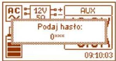 AC 12V 5Ω + - AUX Podaj hasta: 0*** 09:10:03
