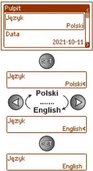 PULSAR HPSG3-12V10A-E-LCD - Ustawienie języka komunikatów. - 1