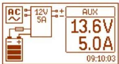 AC 12V 5A + - AUX 13.6V 5.0A 09:10:03