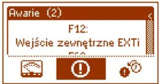 Awarie (2) F12: Wejście zewnętrzne EXTi 500