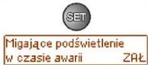 SET Migające podświetlenie w czasie awarii ZAŁ.