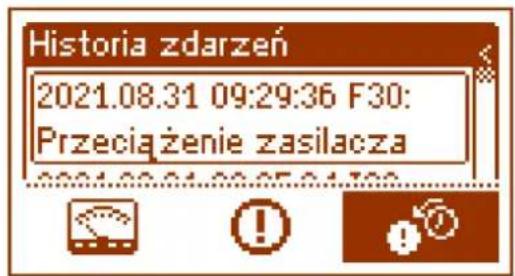 Historia zdarzeń 2021.08.31 09:29:36 F30: Przeciążenie zasilacza