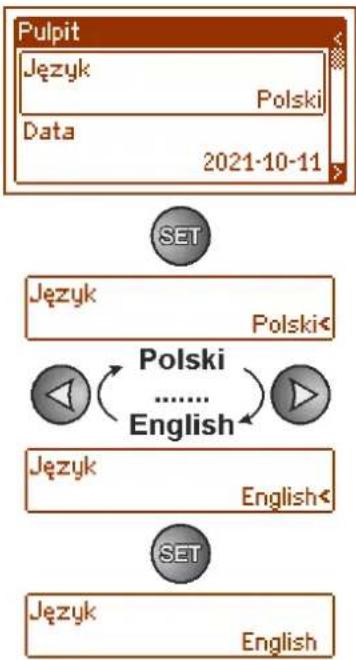 PULSAR HPSG3-12V3A-C-LCD - Ustawienie języka komunikatów. - 1