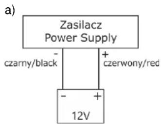 a) Zasilacz Power Supply - + czarny/black + czerwony/red - + 12V