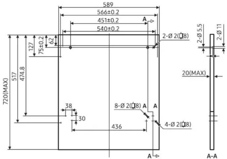 TOSHIBA DW-14B2EE-PL - Estetyczne wymiary i montaż panelu - 1