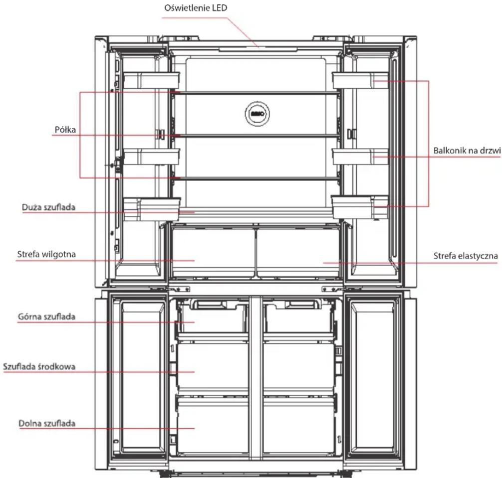 TOSHIBA GR-RF610WE-PMS06 - 3.1Główne elementy - 1
