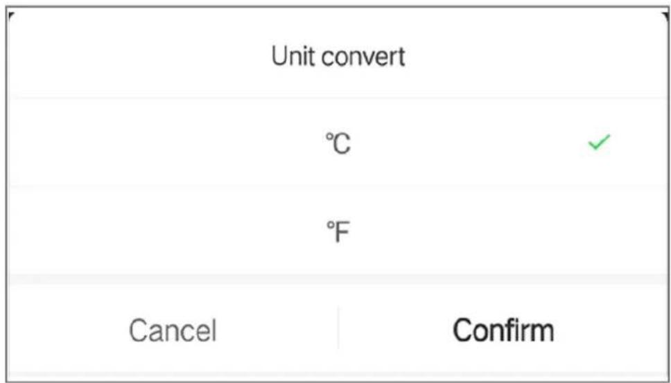 Unit convert °C °F Cancel Confirm