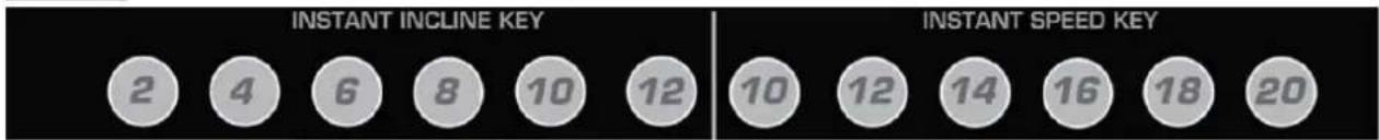 INSTANT INCLINE KEY 2 4 6 8 10 12 INSTANT SPEED KEY 10 12 14 16 18 20