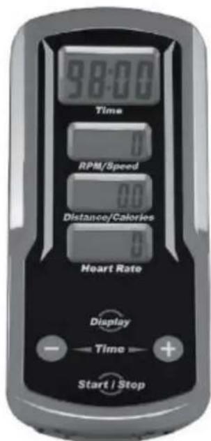 98:00 Time RPM/Speed Distance/Calories Heart Rate Display Time + Start / Stop